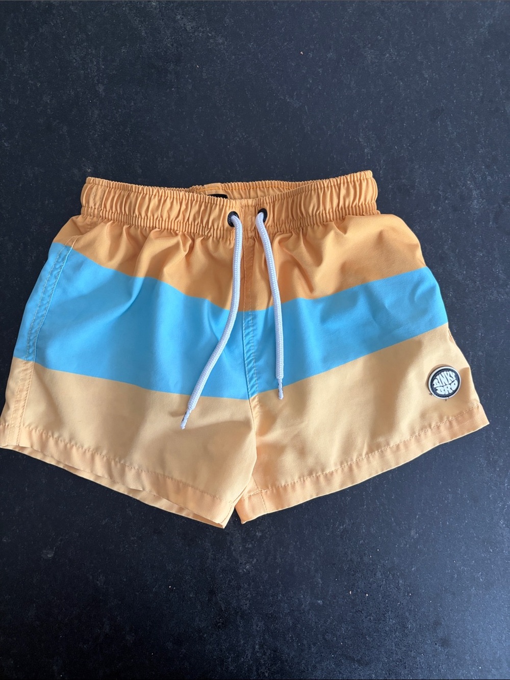 Binky Bro Colorblock Orange and Aqua Swim Shorts boys size 6-7